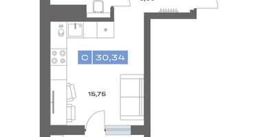 1-к. квартира, 30&nbsp;м²