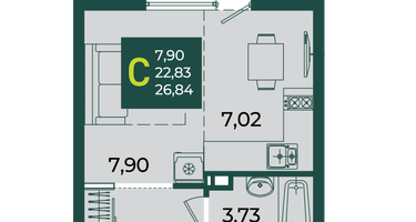 Студия, 26 м²