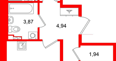 2-к. квартира, 56 м²