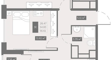2-к. квартира, 56&nbsp;м²