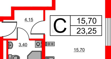 Студия, 23&nbsp;м²