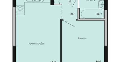 1-к. квартира, 34 м²