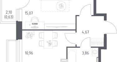 1-к. квартира, 35&nbsp;м²