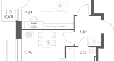 1-к. квартира, 35&nbsp;м²