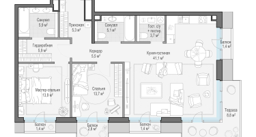 3-к. квартира, 103 м²