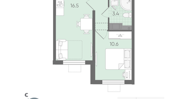 1-к. квартира, 35&nbsp;м²