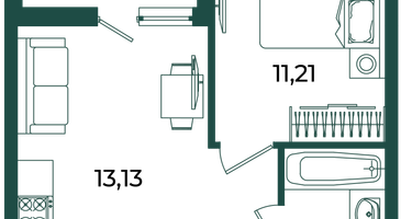 1-к. квартира, 36&nbsp;м²