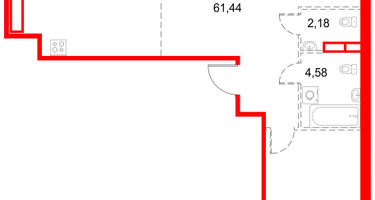 1-к. квартира, 83&nbsp;м²