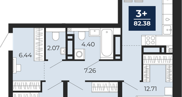 3-к. квартира, 80&nbsp;м²