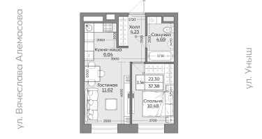 2-к. квартира, 37 м²