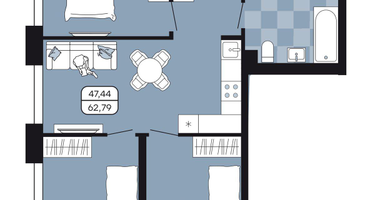 Студия, 62&nbsp;м²