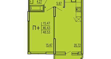 1-к. квартира, 48&nbsp;м²