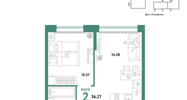 2-к. квартира, 36&nbsp;м²