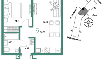 2-к. квартира, 40&nbsp;м²