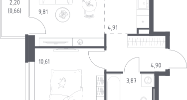 Студия, 34&nbsp;м²