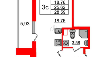 Студия, 25&nbsp;м²