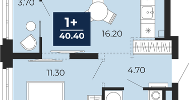 1-к. квартира, 36 м²