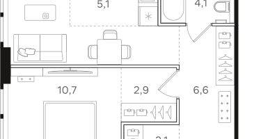 1-к. квартира, 41&nbsp;м²