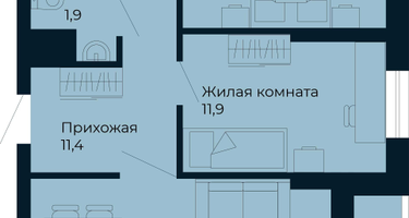2-к. квартира, 65 м²