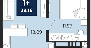 1-к. квартира, 37&nbsp;м²