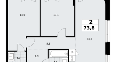 2-к. квартира, 73&nbsp;м²