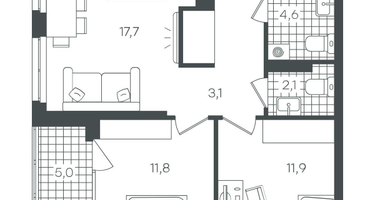 2-к. квартира, 61&nbsp;м²