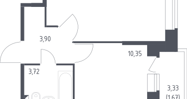 1-к. квартира, 33&nbsp;м²