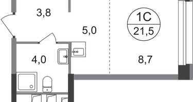 Студия, 21&nbsp;м²