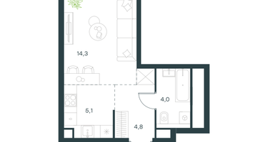 Студия, 28&nbsp;м²