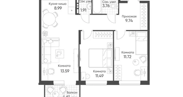 3-к. квартира, 62&nbsp;м²