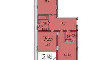 3-к. квартира, 72 м²