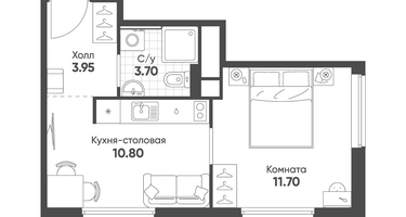 1-к. квартира, 30 м²