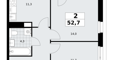 2-к. квартира, 52 м²
