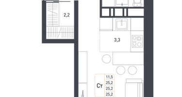 Студия, 26 м²
