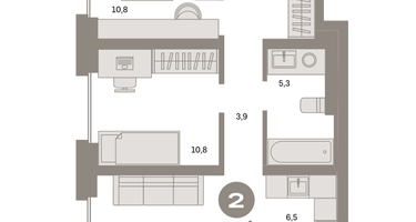 2-к. квартира, 57&nbsp;м²