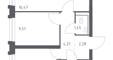 2-к. квартира, 47&nbsp;м²