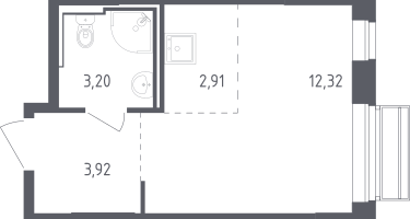 Студия, 22&nbsp;м²
