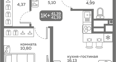 1-к. квартира, 41&nbsp;м²