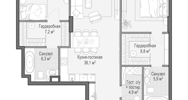2-к. квартира, 120&nbsp;м²