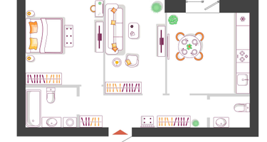 2-к. квартира, 55&nbsp;м²