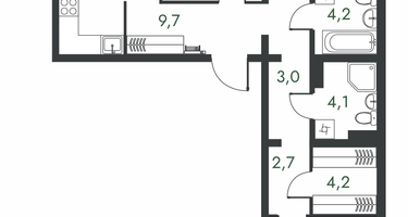 3-к. квартира, 88 м²