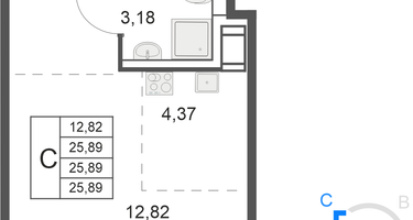 Студия, 25&nbsp;м²