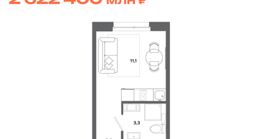 Студия, 17 м²