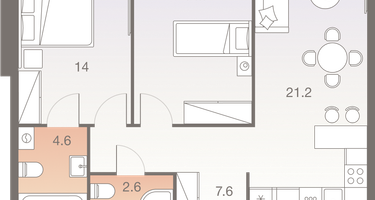 3-к. квартира, 65 м²