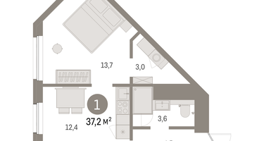1-к. квартира, 37 м²