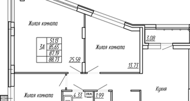 3-к. квартира, 87&nbsp;м²