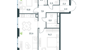 2-к. квартира, 71&nbsp;м²
