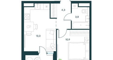 1-к. квартира, 33&nbsp;м²