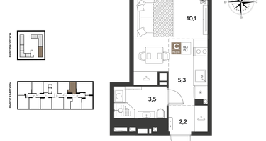 Студия, 21&nbsp;м²