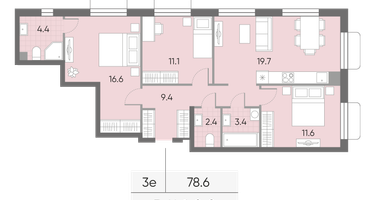 Студия, 78 м²